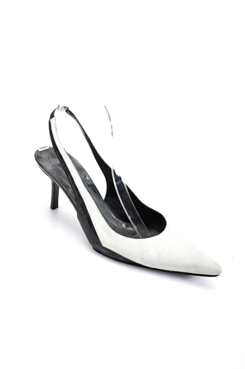 Narciso Rodriguez Womens Suede Pointed Toe Slingbacks Gray Black Size 9US 39EU