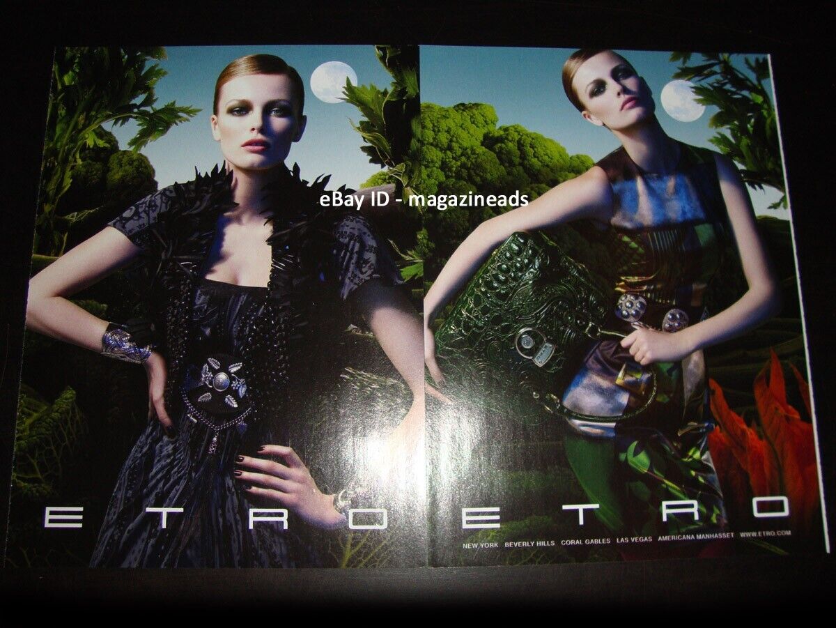 ETRO 4-Page PRINT AD Fall 2008 EDITA VILKEVICIUTE in forest of vegetables