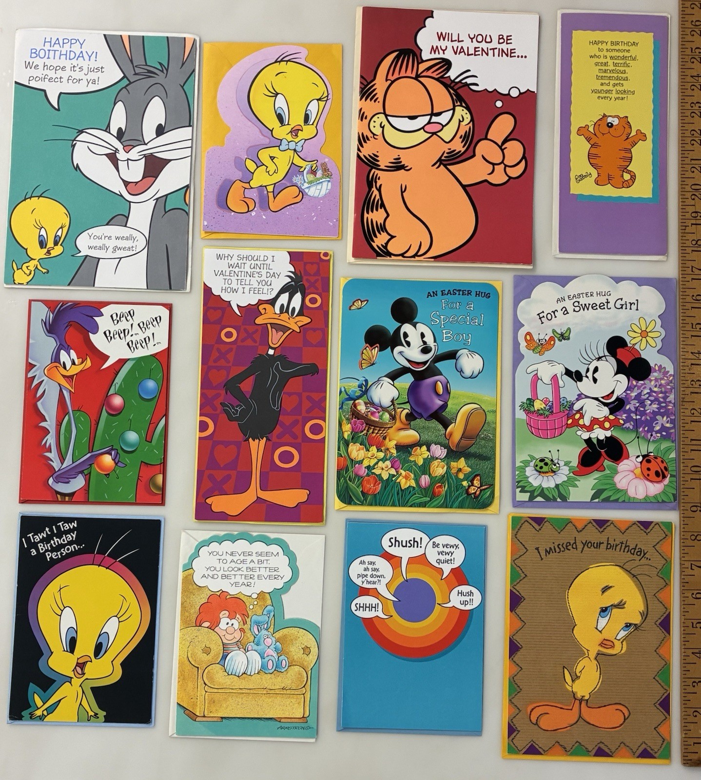 Vintage 80s-90s Character Greeting Card Lot Disney Looney Tunes Garfield Unused Vintage 80s-90s Character Greeting Card Lot Disney Looney Tunes Garfield Unused