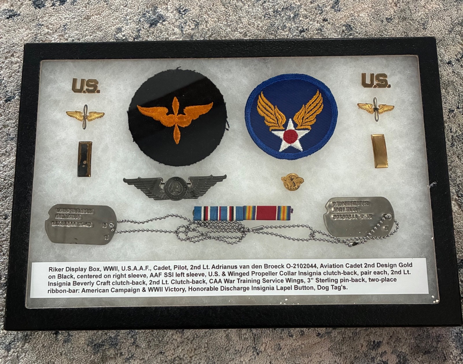 WWII Aviation Cadet, USAAF Pilot, 2nd Lt.Adrianus van den Broeck