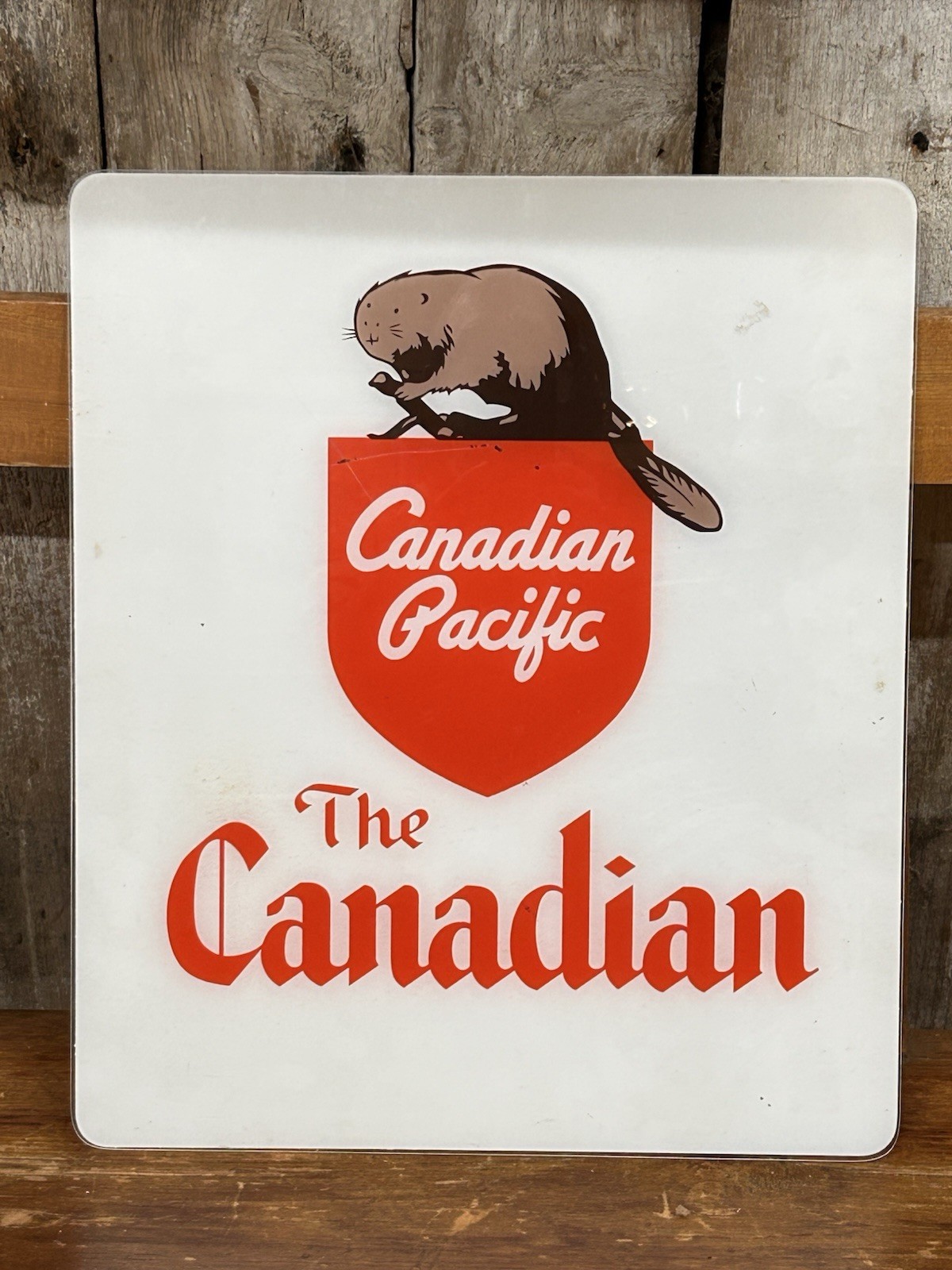Rare CPR Canadian Pacific Railway Beaver Drumhead Sign 17”x20”