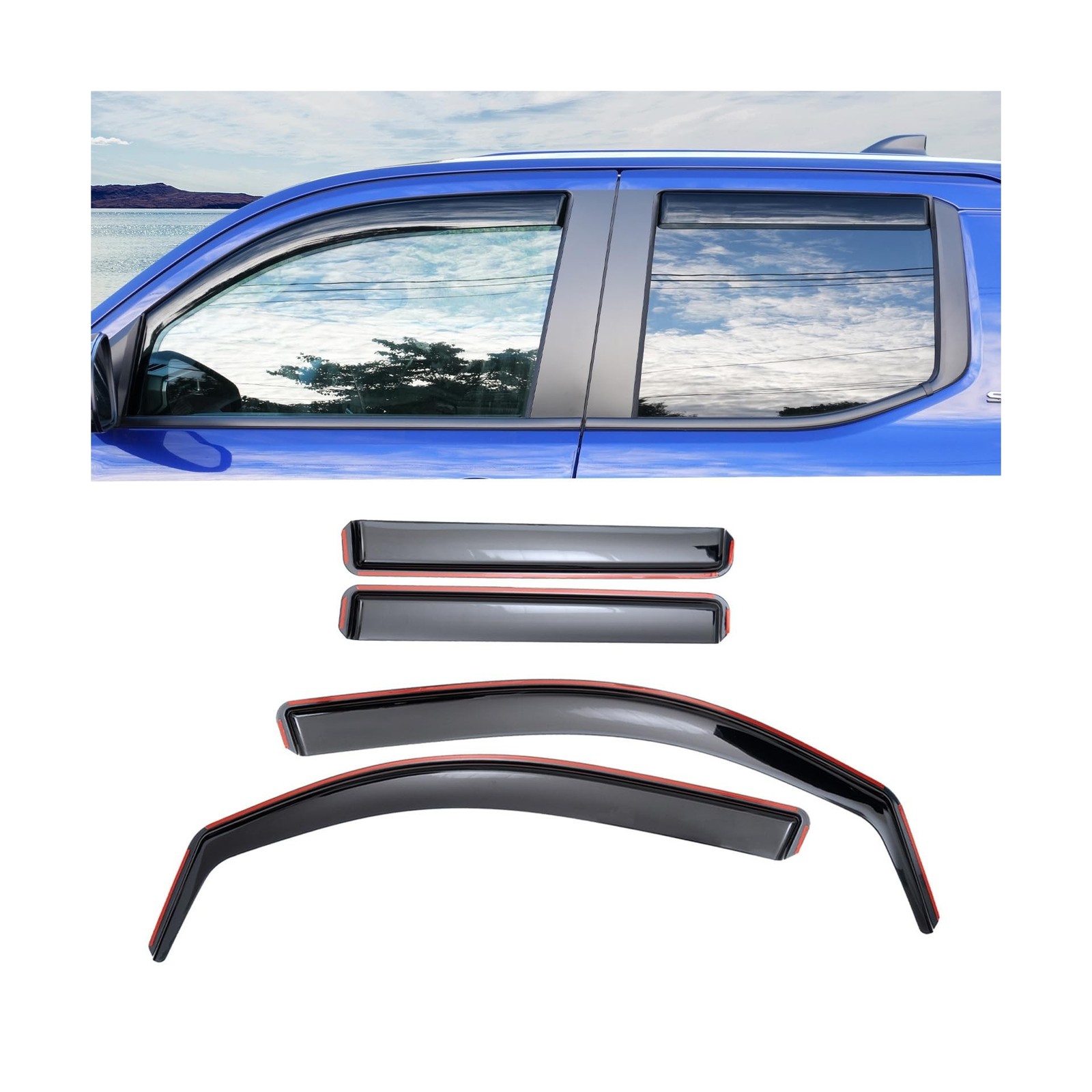 in-Channel Visor Rain Guards for 2024-2026 Toyota Tacoma (4PCS)