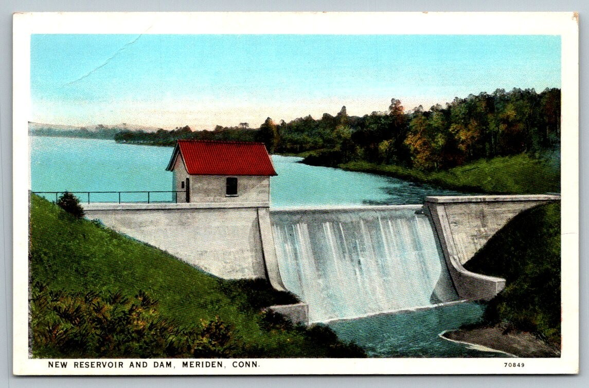 Meriden Connecticut New Reservoir & Dam Postcard