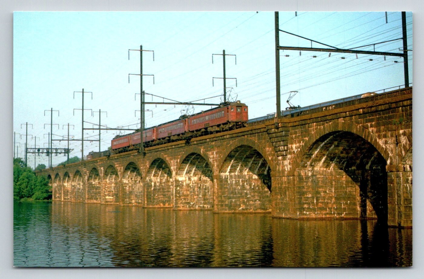 1967 Pennsylvania RR MP54 Electric Train Delaware River Trenton NJ Postcard