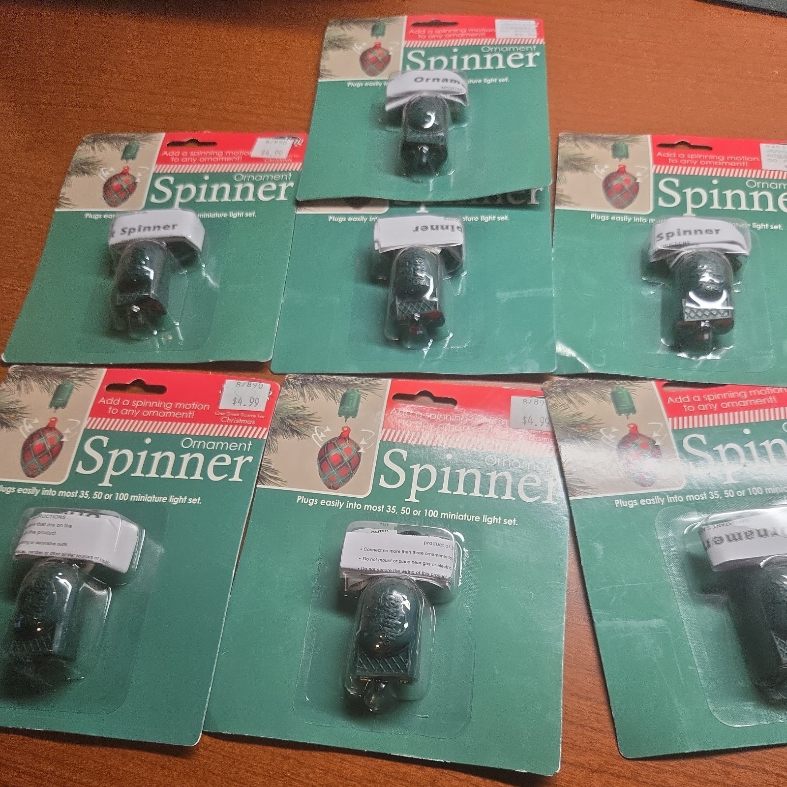 New Lot of 7 Ornament Spinner Rotating Christmas Tree Hook by Sterling