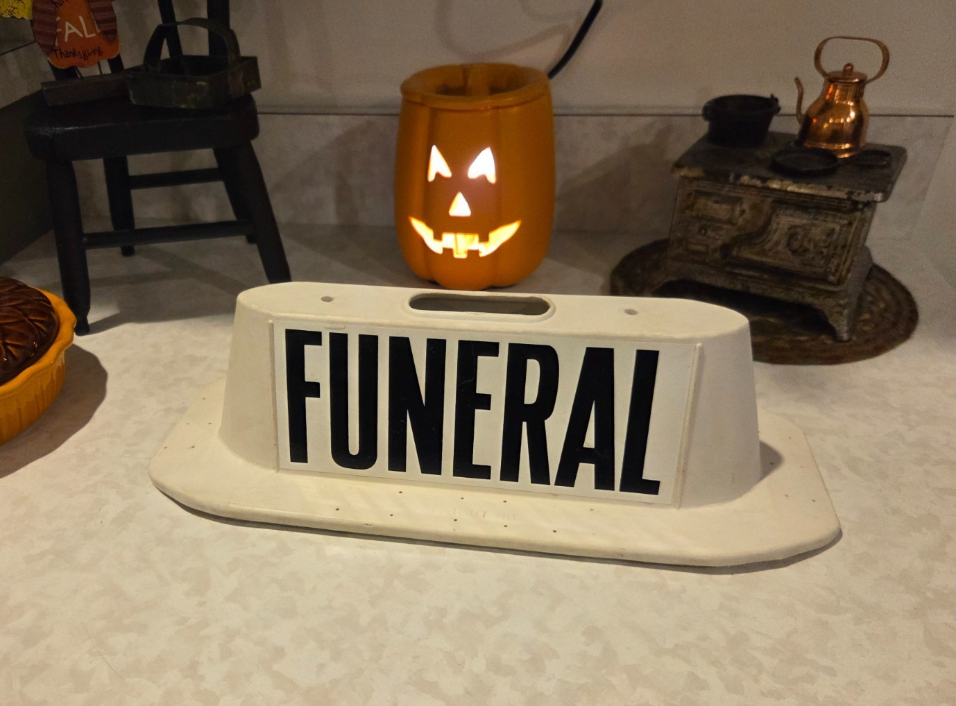 Vintage Mortuary Funeral Hearse Magnetic Marker Automobile Sign - Long Beach CA