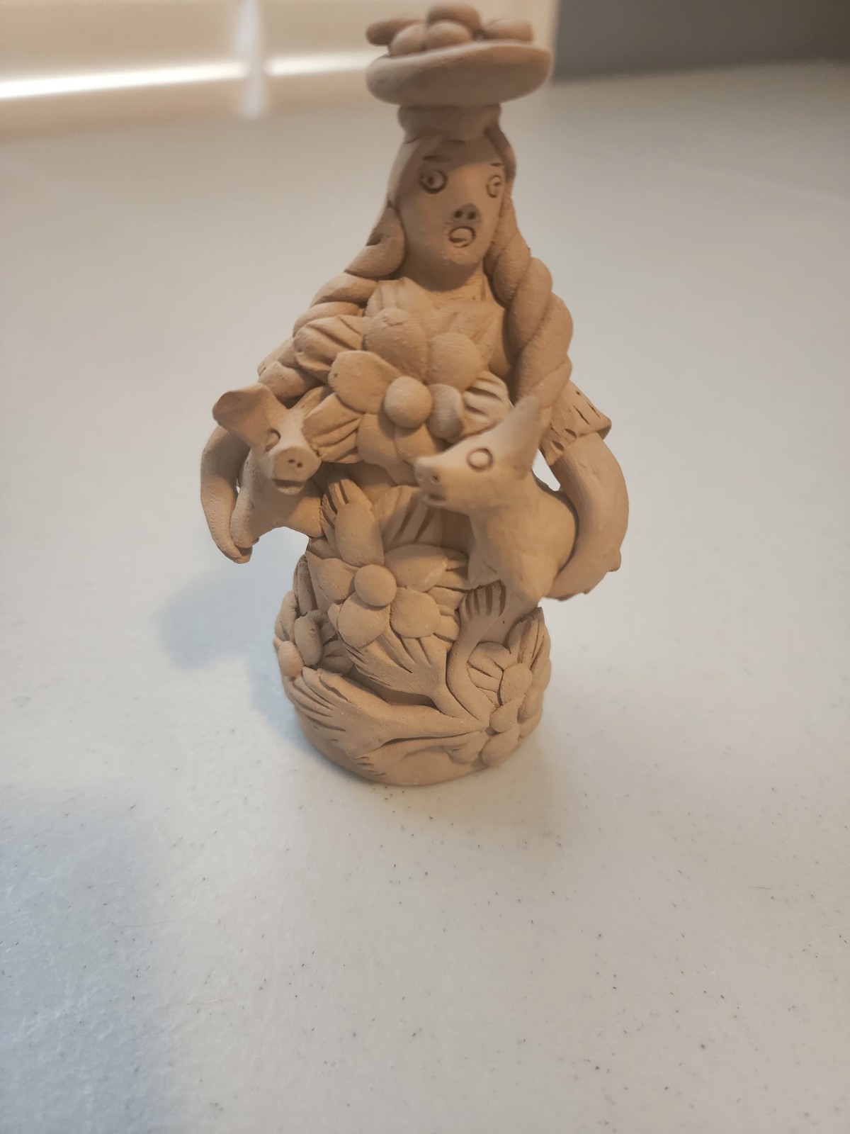 Vintage Mexican Oaxaca Teodora Blanco Style Folk Art Pottery Woman & Pigs 