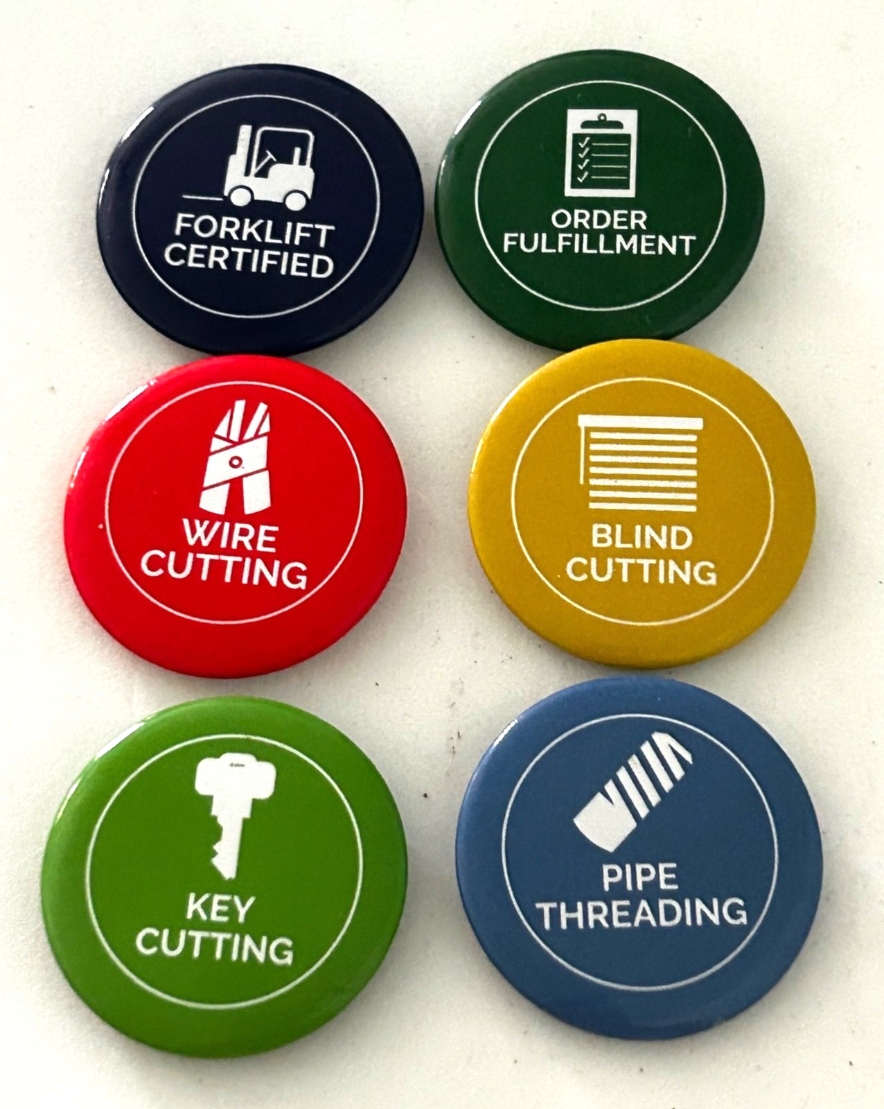 Lowe's Advertising Employee Set Of 6 Workplace Skill Recognition Pin Buttons