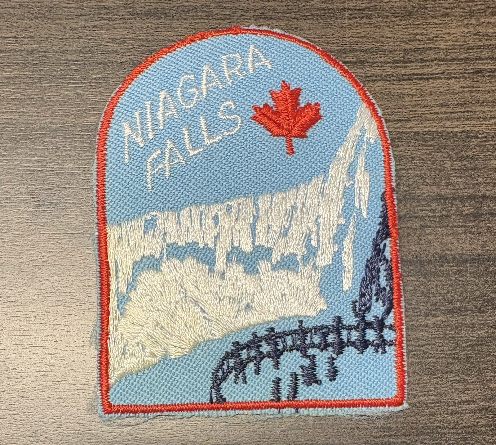 Vintage Niagara Falls Canada Embroidered  Souvenir Iron-On Patch Maple Leaf