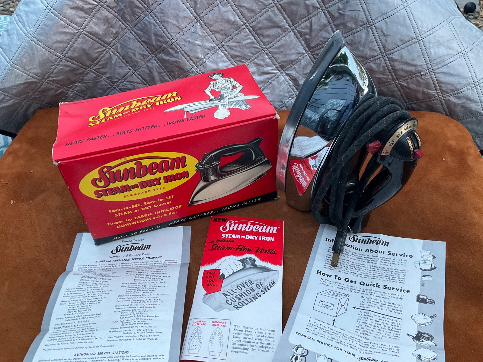 Vintage 1950s Sunbeam S4 Iron Set w/ Complete Box & Manual-Display/Prop/Parts