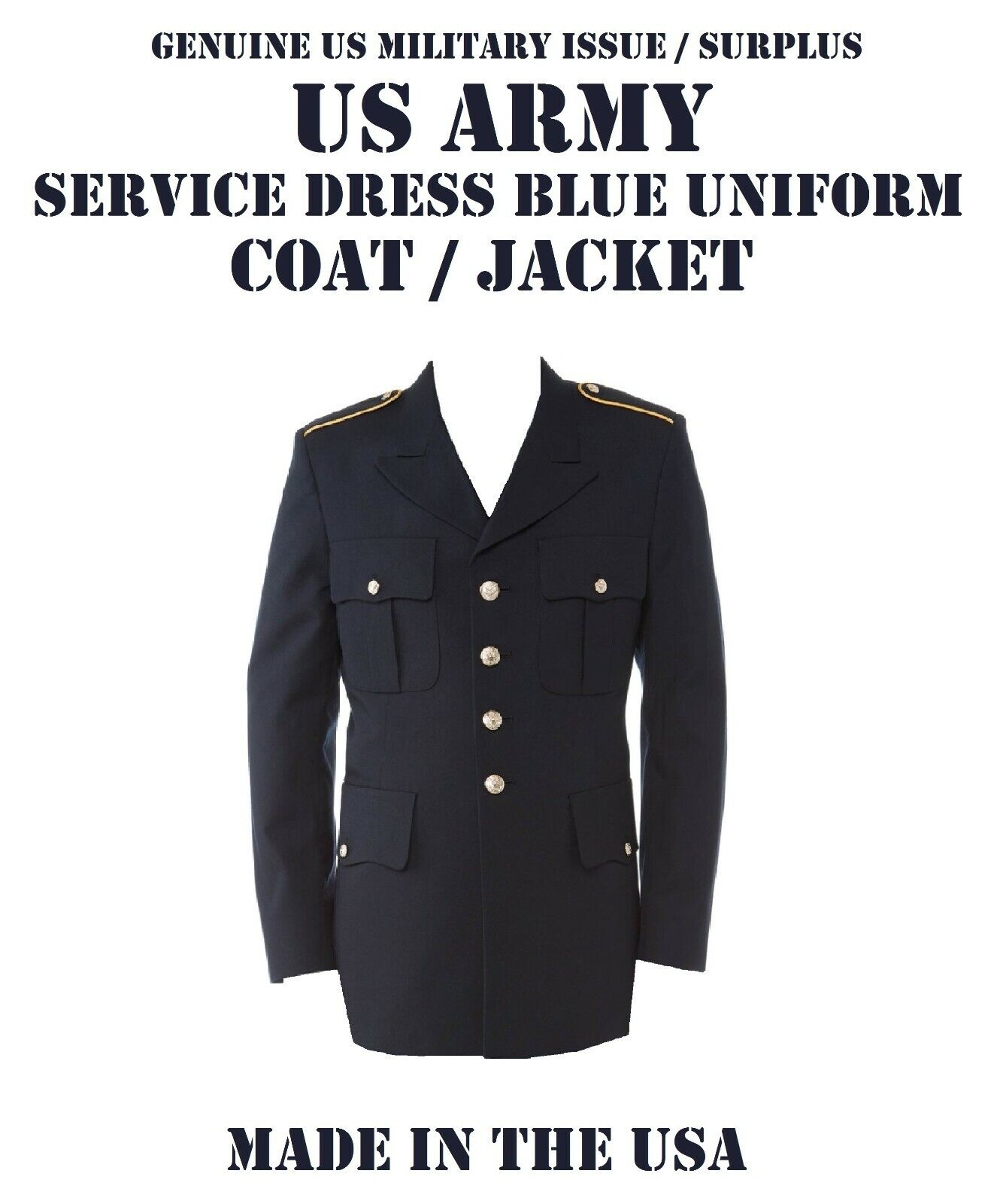 US ARMY MILITARY MEN\'S 40L CLA SERVICE DRESS BLUE BLUES ASU UNIFORM COAT JACKET