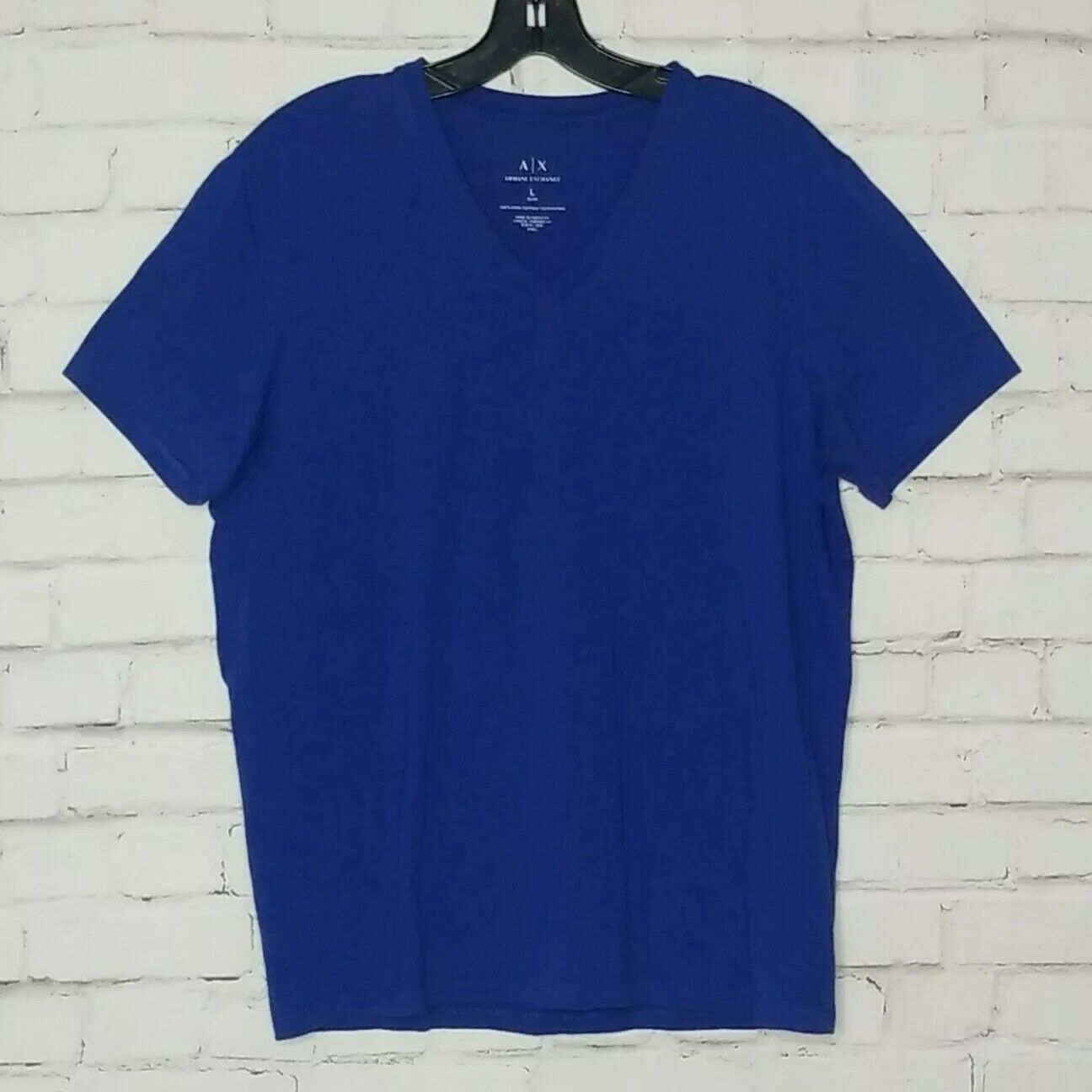 ARMANI EXCHANGE AX Men\'s Blue Short Sleeve Vneck TShirt Size Large Slim