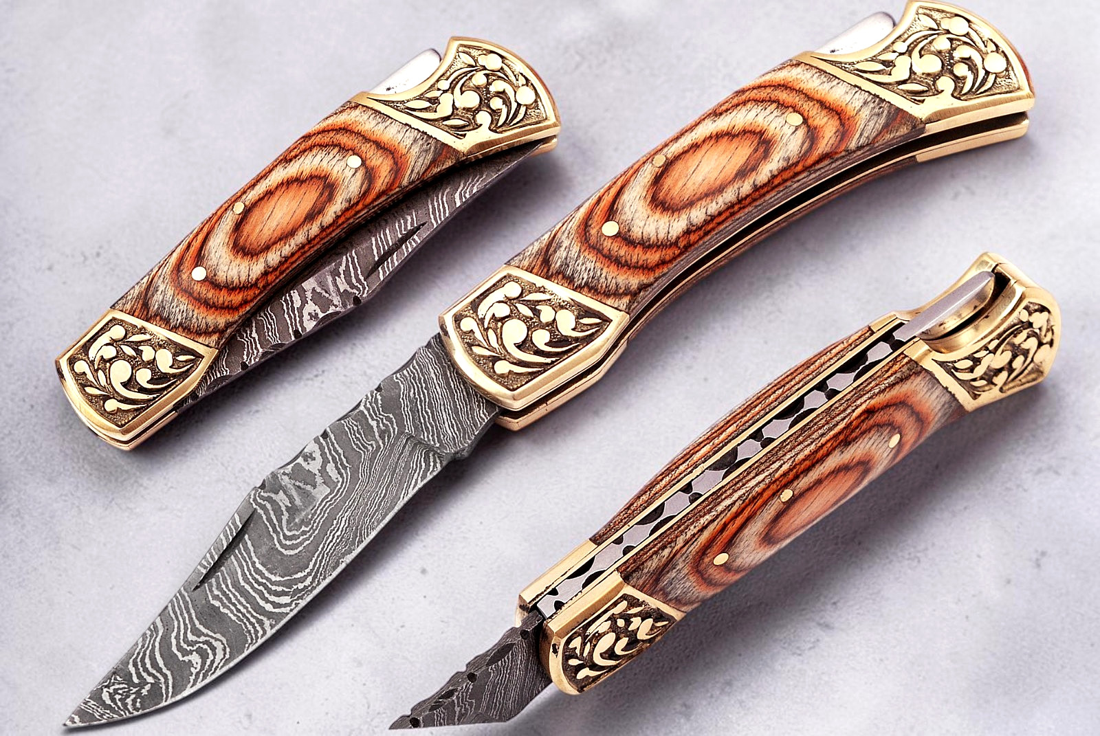 Damascus Pocket Knife Hand Forged Folding Knife Handmade Everyday Carry  625