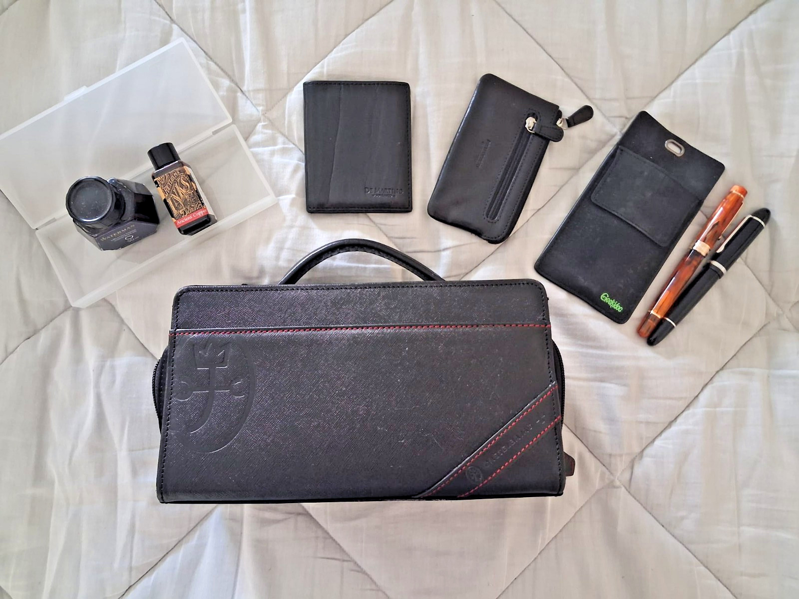 Fountain Pens Asvine Ink Italian Leather Wallets Toiletries Bag Luxury Lot