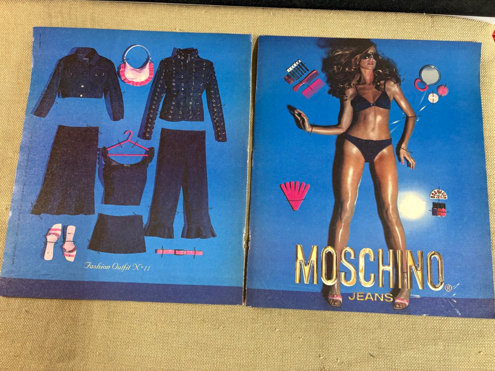 Moschino 2 page magazine advertisement ad Girl in Bikini Fashion Outfit no 11