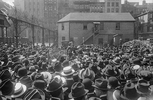 Emma Goldman American anarchist standing a car speaks about bi- 1916 Old Photo
