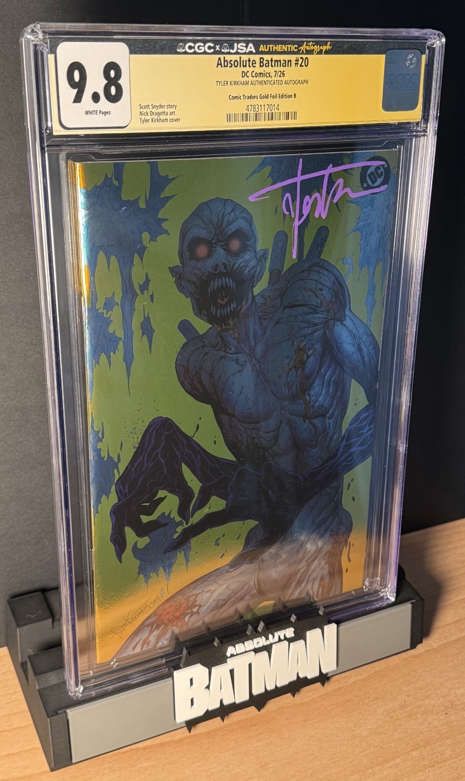 Absolute Batman #20 CGC JSA 9.8 Tyler Kirkham Signed Gold Foil Top Pop 1/1