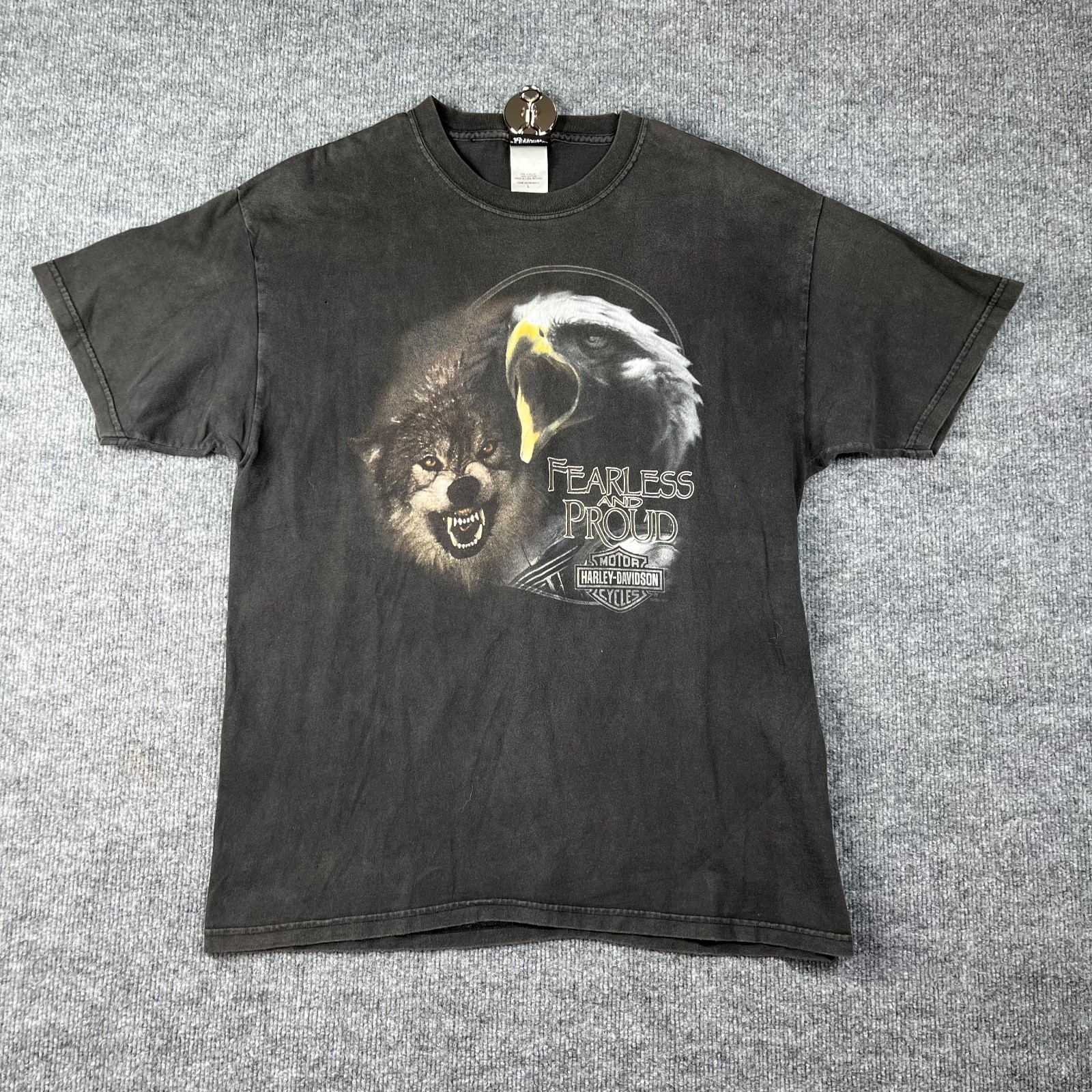 Harley Davidson T Shirt Mens L Black Cotton South Coast Fearless And Proud Wolf