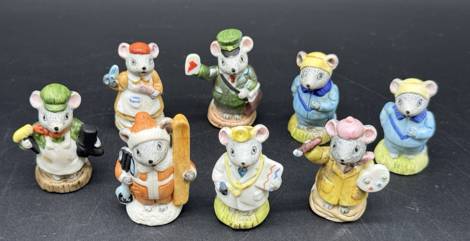 Vintage Russ Ceramic Miniature Mouse Figurines Figures Lot of 8
