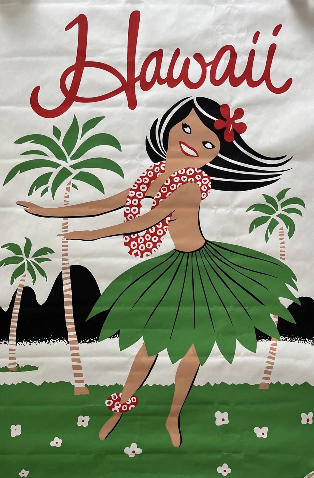 Vintage 1981 HAWAII Travel Poster 22x32 Paradise Prod. HULA GIRL Hand Screened