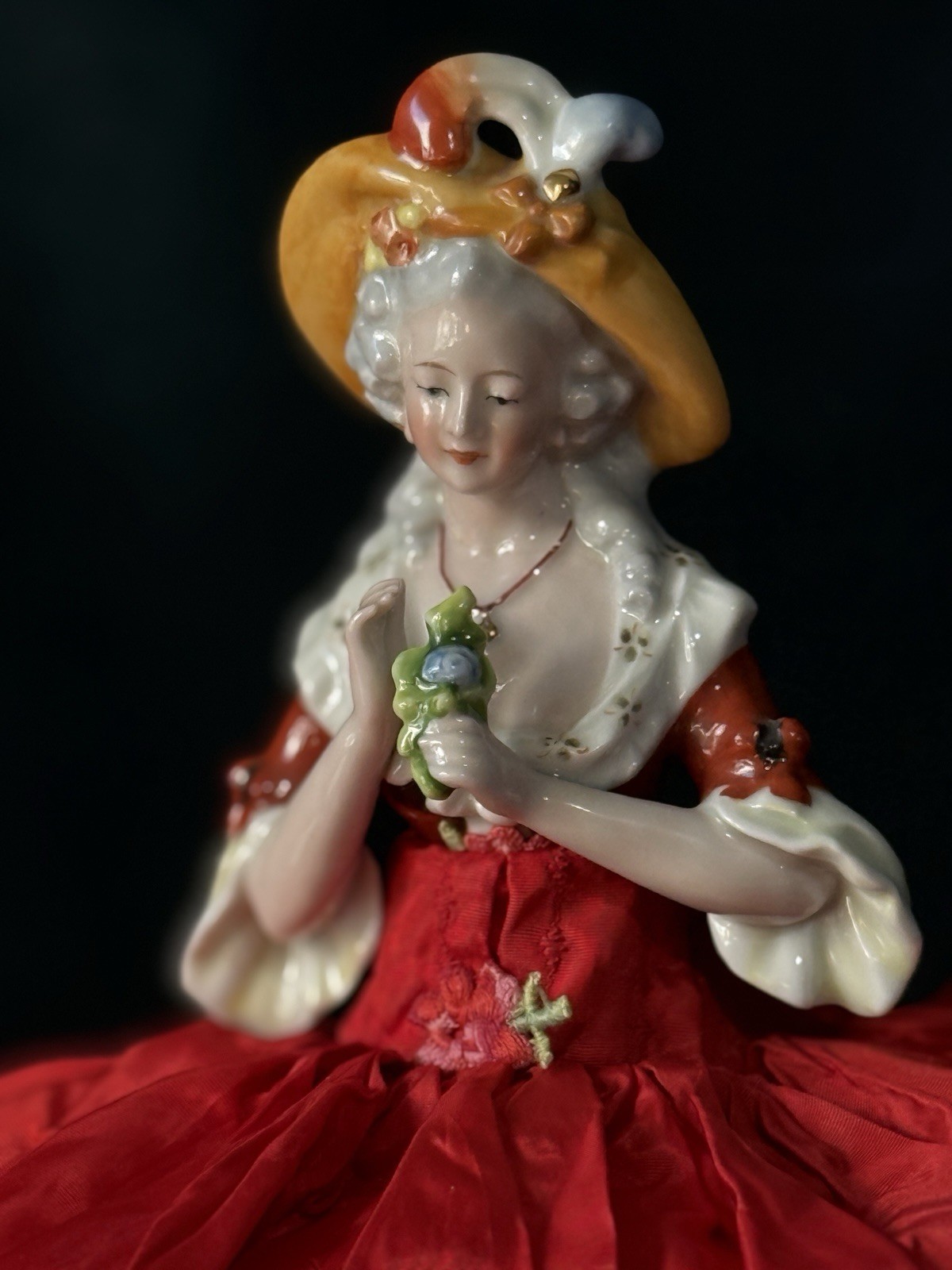 Large Antique German Porcelain William Goebel (?) 6” Half Doll Pin Cushion 52521