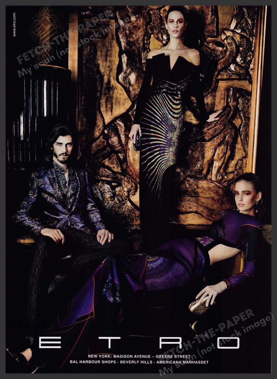 Etro Clothing 2000s Print Advertisement Ad 2013 Colorful Wild Fashion Models