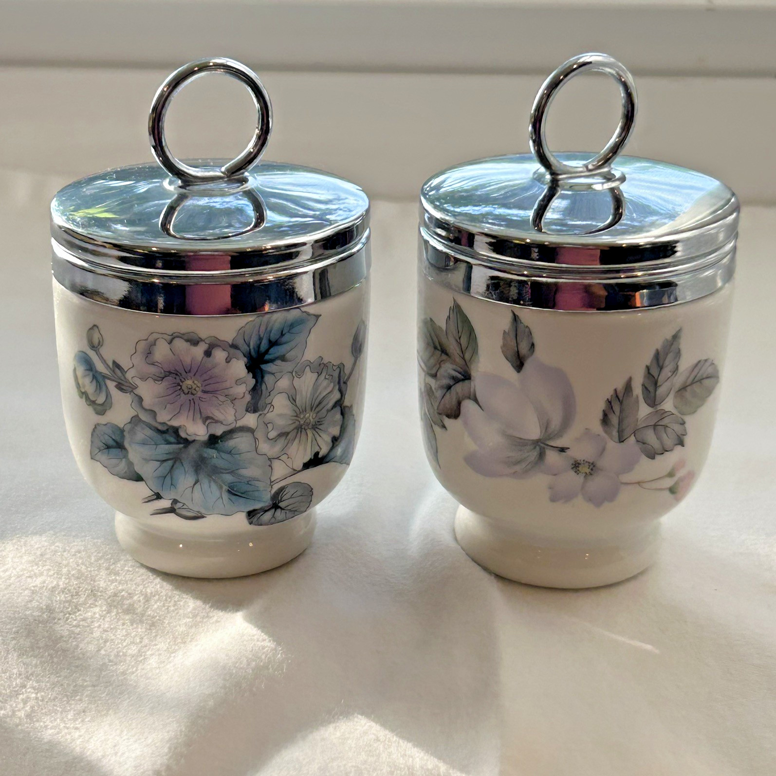 VTG Set Of 2 Royal Worcester Floral Egg Coddlers \
