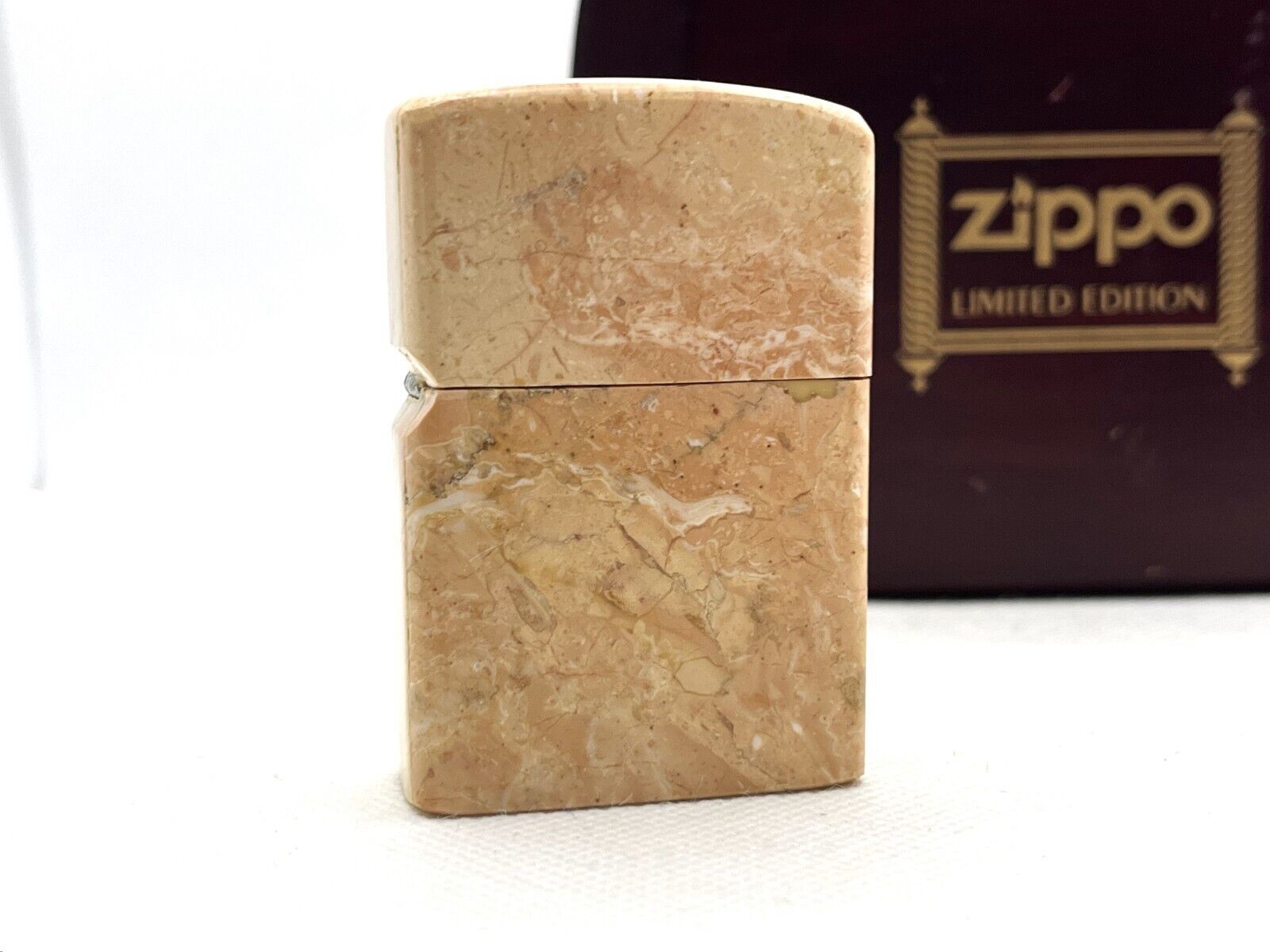 Unused Auth ZIPPO Limited Edition Marble Stone Case Lighter Salmon Pink w Box