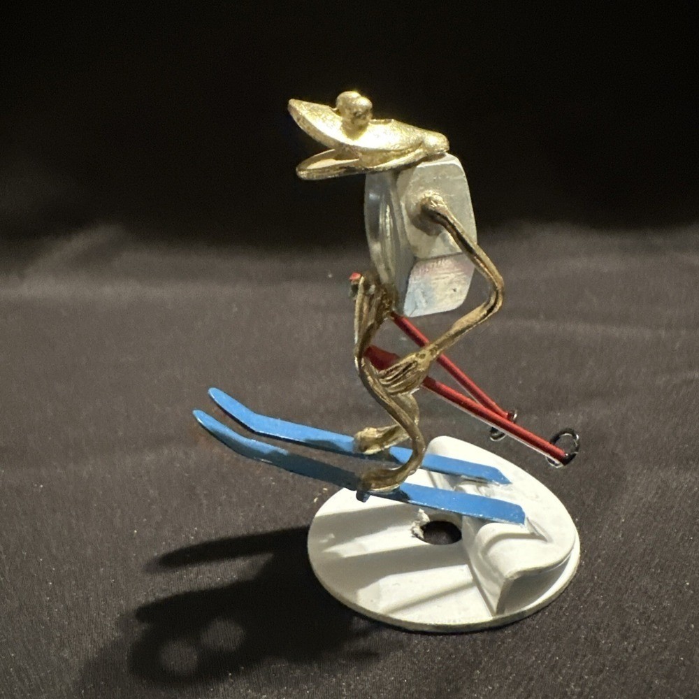 Vtg 2000 Arthur Ward Skier Frog Sculpture Nuts Bolts Winter Sport Reproduction Vtg 2000 Arthur Ward Skier Frog Sculpture Nuts Bolts Winter Sport Reproduction