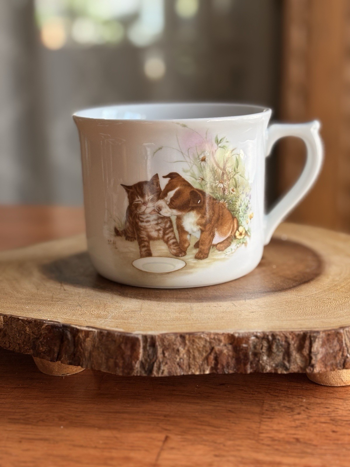 Large Soup Cup - Czech Republic - Puppies & Rabbits - Excellent Condition