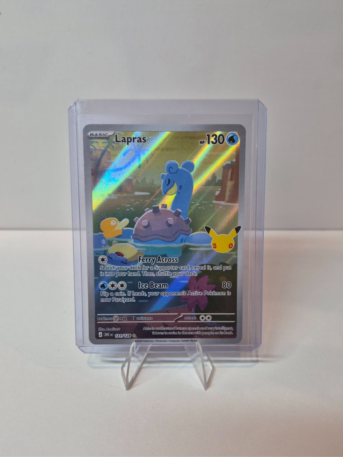 Pokemon 30th Anniversary Lapras 131/128 Illustration Rare Holo English NM