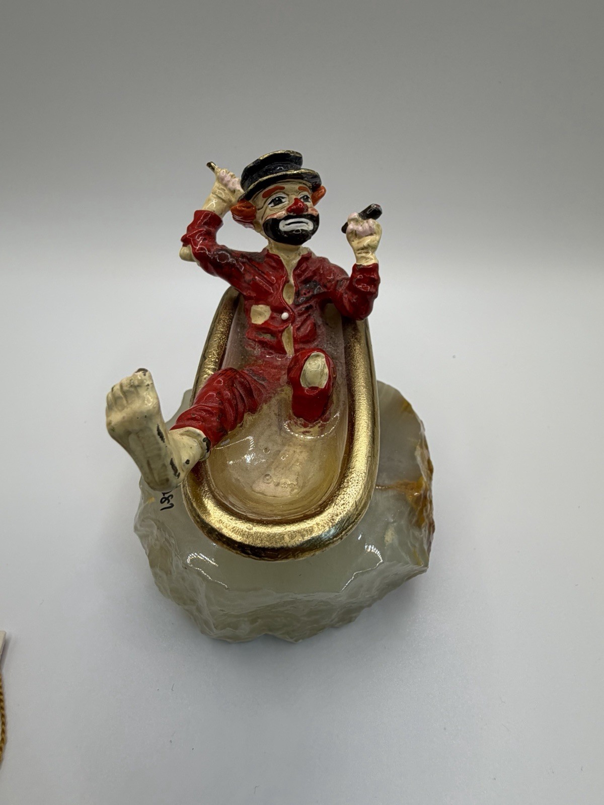 Vtg Ron Lee Bathing Hobo Clown Sculpture Saturday Night Bath Signed Onyx Base