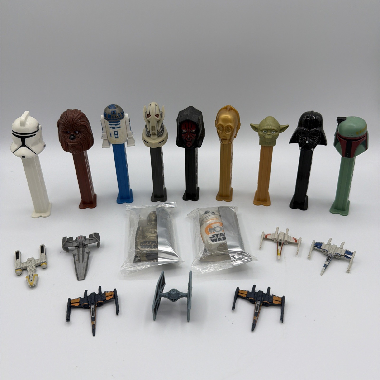 Star Wars PEZ Dispenser Lot Vader Yoda R2-D2 Fett Hasbro Miniature X Wing 18  pc