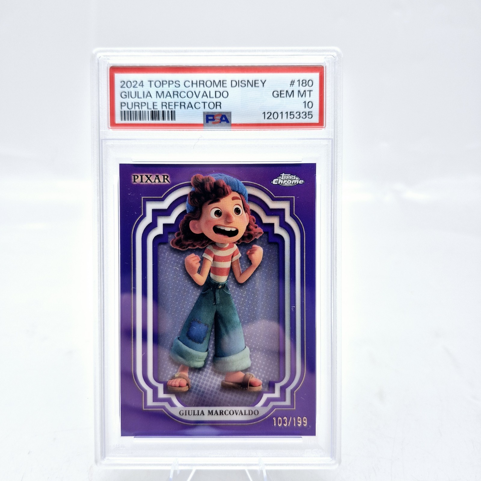 2024 Disney Topps Chrome Giulia Marcovaldo #180 PSA 10 Luca Purple /199 2024 Disney Topps Chrome Giulia Marcovaldo #180 PSA 10 Luca Purple /199