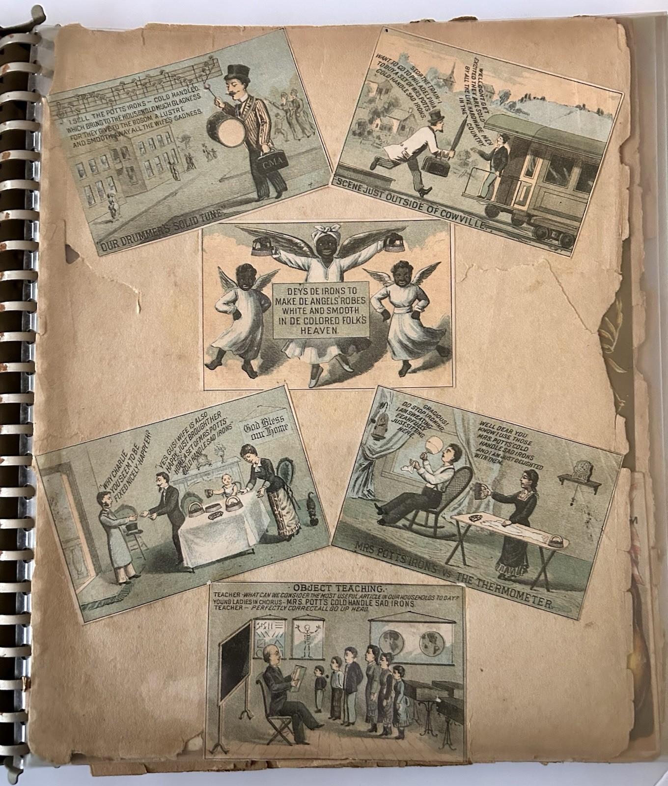 Antique Victorian 21-Page Trade Card Scrapbook Album with Premium Narrative Sets