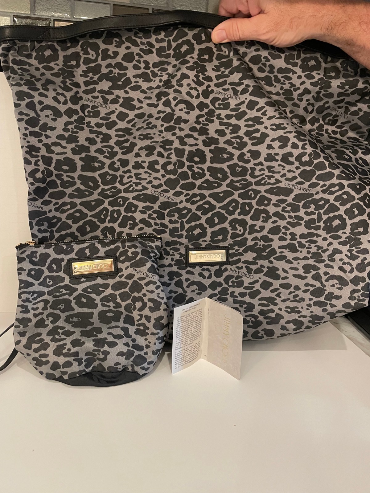 Jimmy Choo Canvas Cameleon Grey Totes, Handbags, With Wristlet