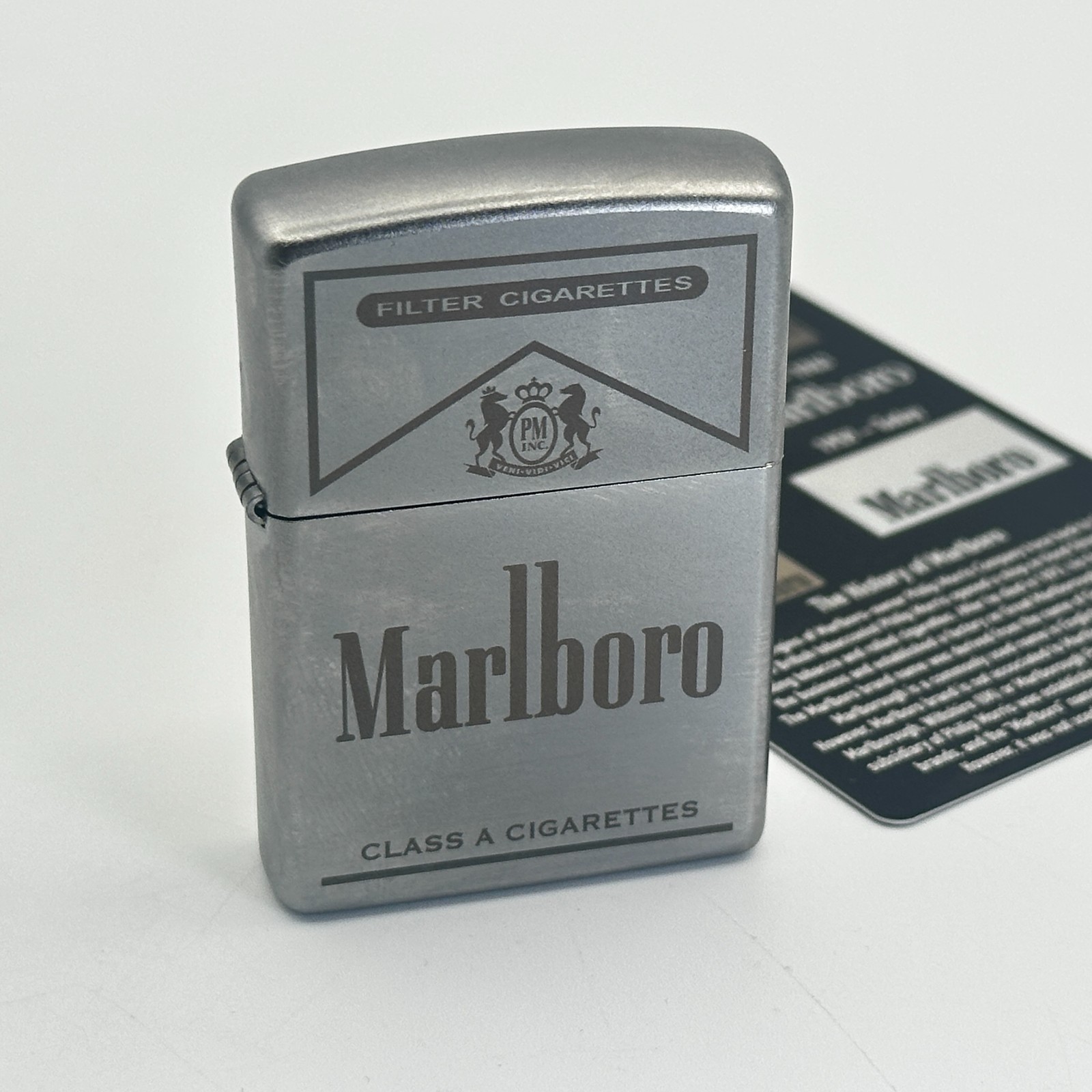 Marlboro Custom Zippo Lighter | Satin Chrome Zippo | Made In USA