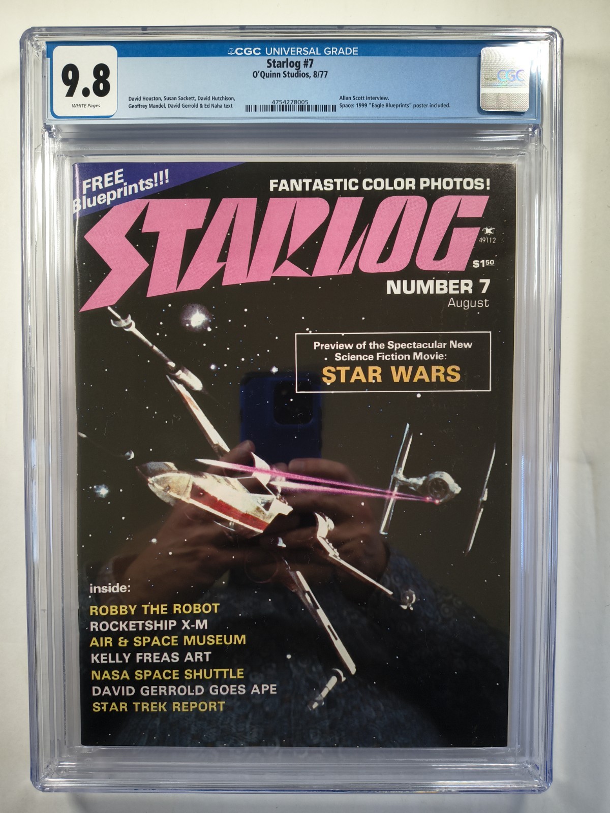 Starlog #7 CGC 9.8 WP O\'Quinn Studios 1977 Iconic Star Wars Cvr 1/1 Top Pop 🔥🔑