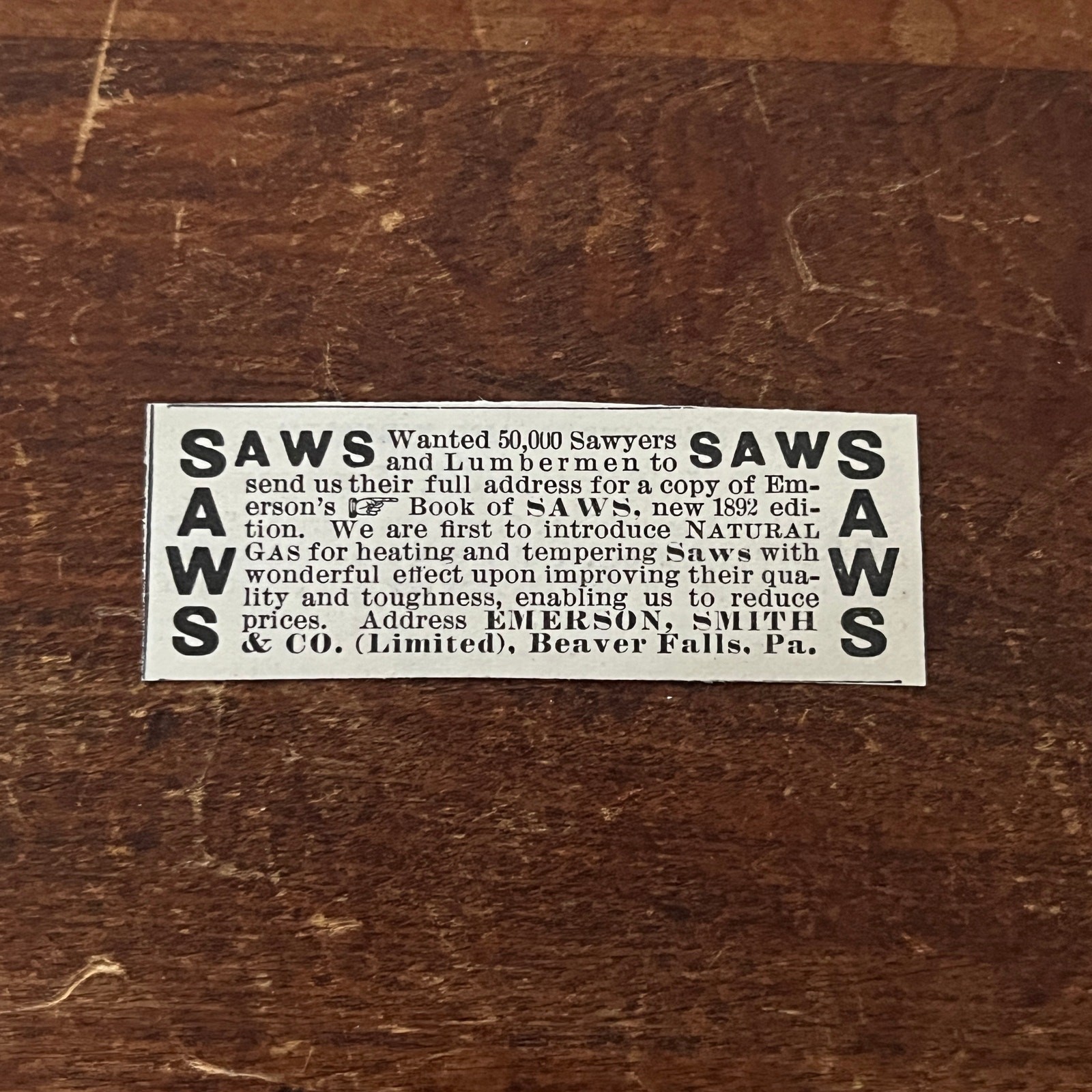 SAWS Emerson, Smith and Co Beaver Hills PA Original Advertisement AD8-P29