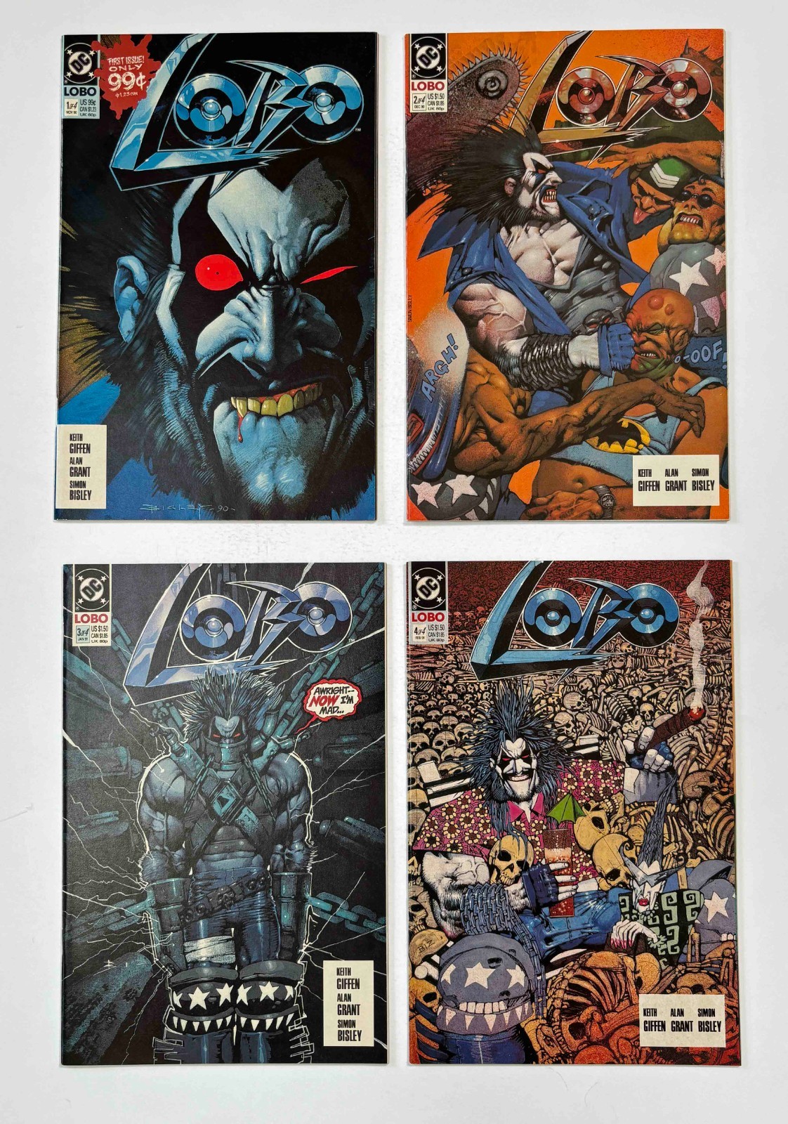 Lobo DC 1990 Original #1 2 3 4 Mini Series Comic Book Set 1-4 Complete VF+