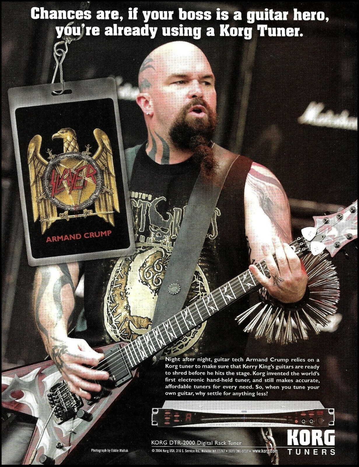 Slayer Kerry King 2004 Korg DTR-2000 Digital Rack Tuner ad 8 x 11 advertisement