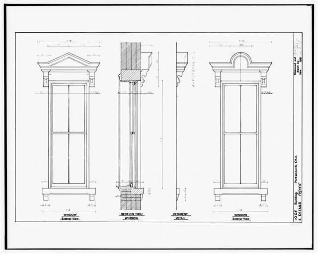 Independent Order of Ohio 1900s Window Pediment Architectural Drawing