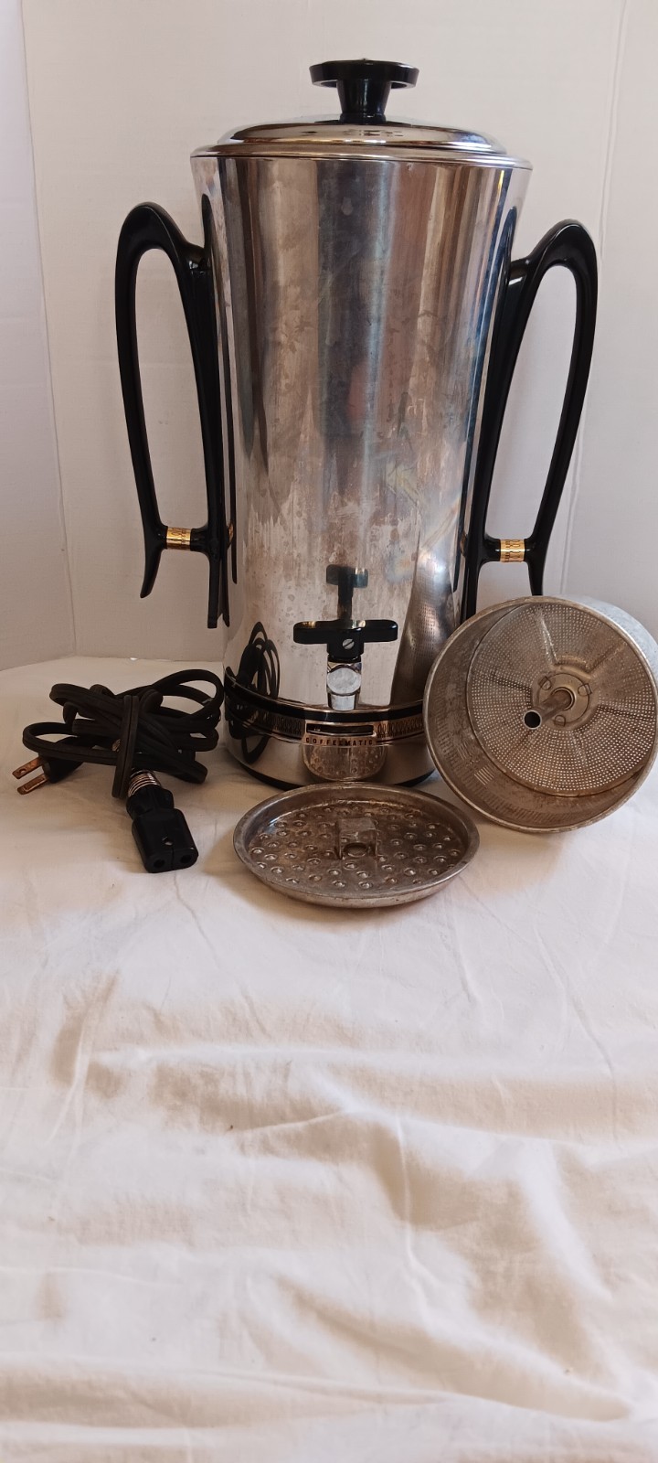 Vintage MCM Coffeematic Universal Percolator Double Handle Electric 16cup
