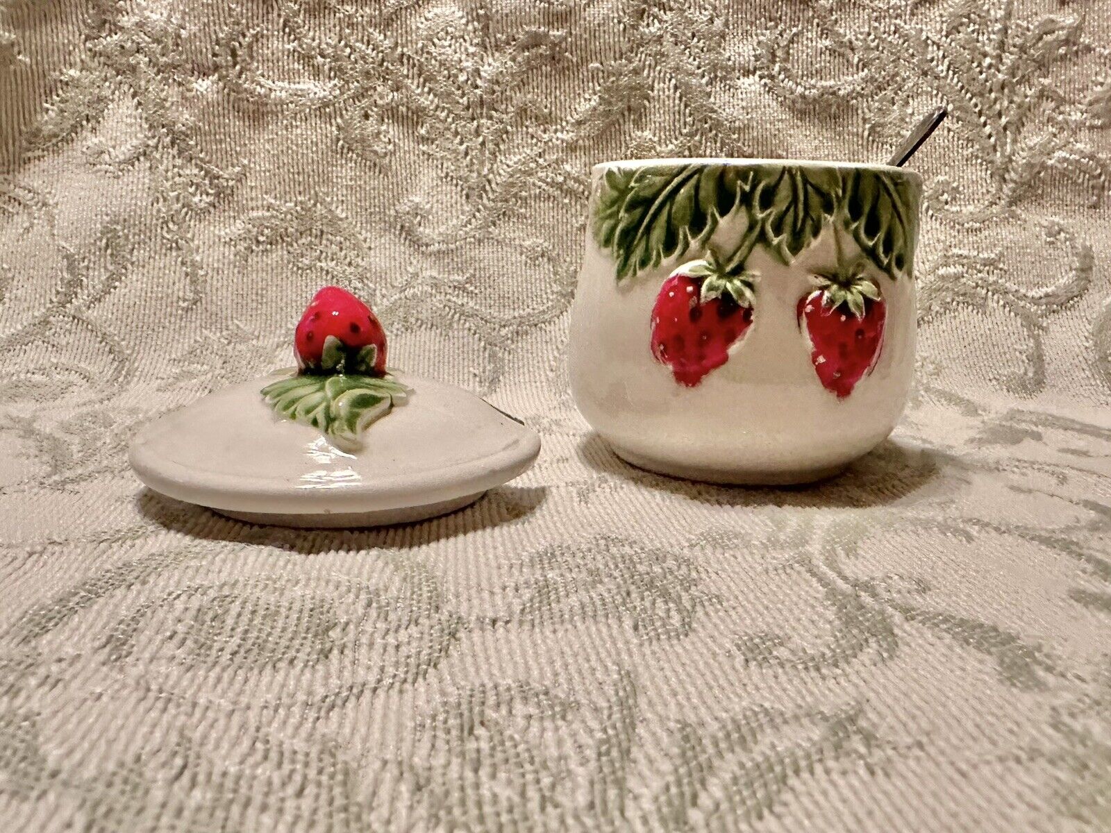 Retro Ardco Strawberry Harvest Sugar Bowl-Vintage Kitchen Decor