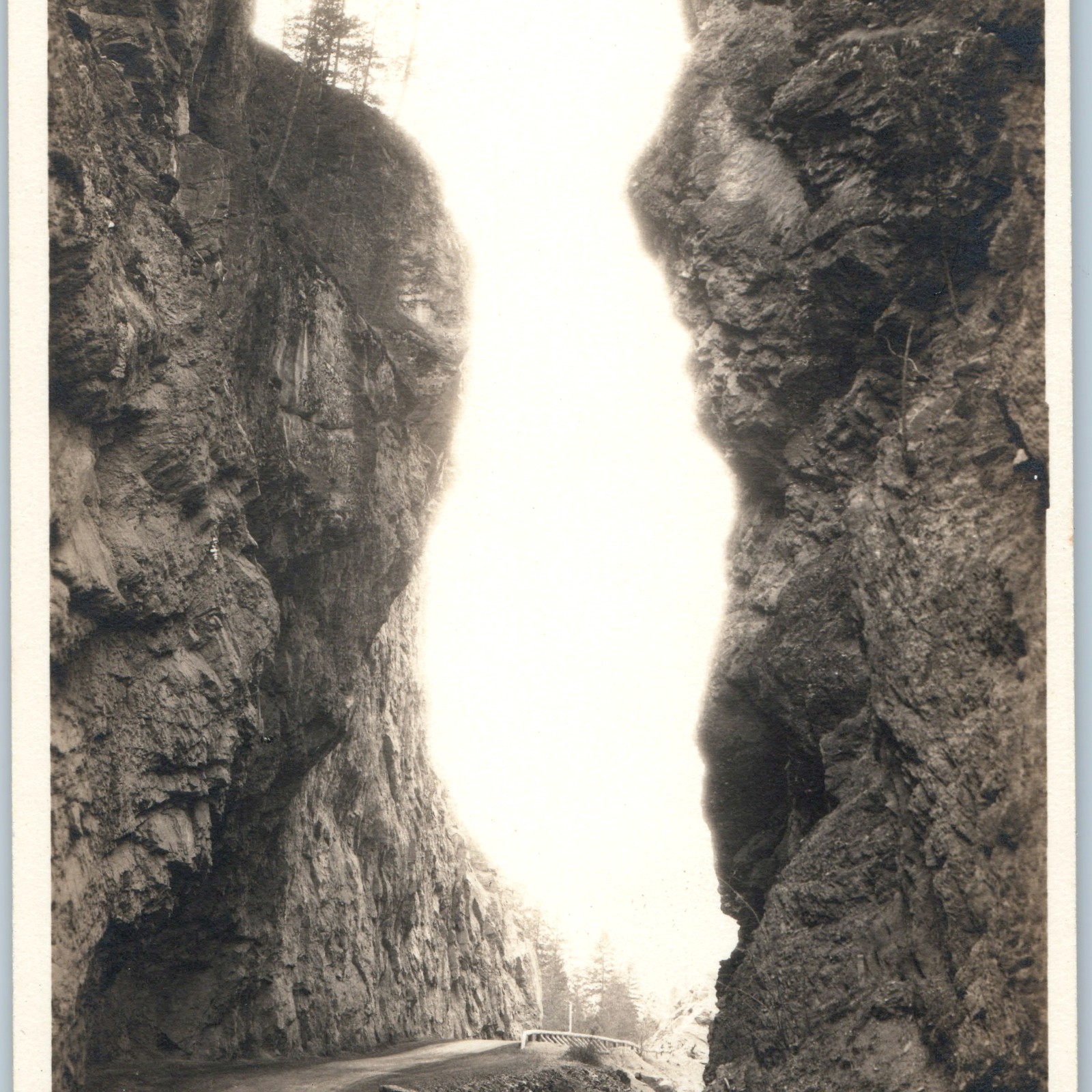 c1930s Radium Hot Springs BC Sinclair Canyon RPPC Byron Harmon Road Iron Gates
