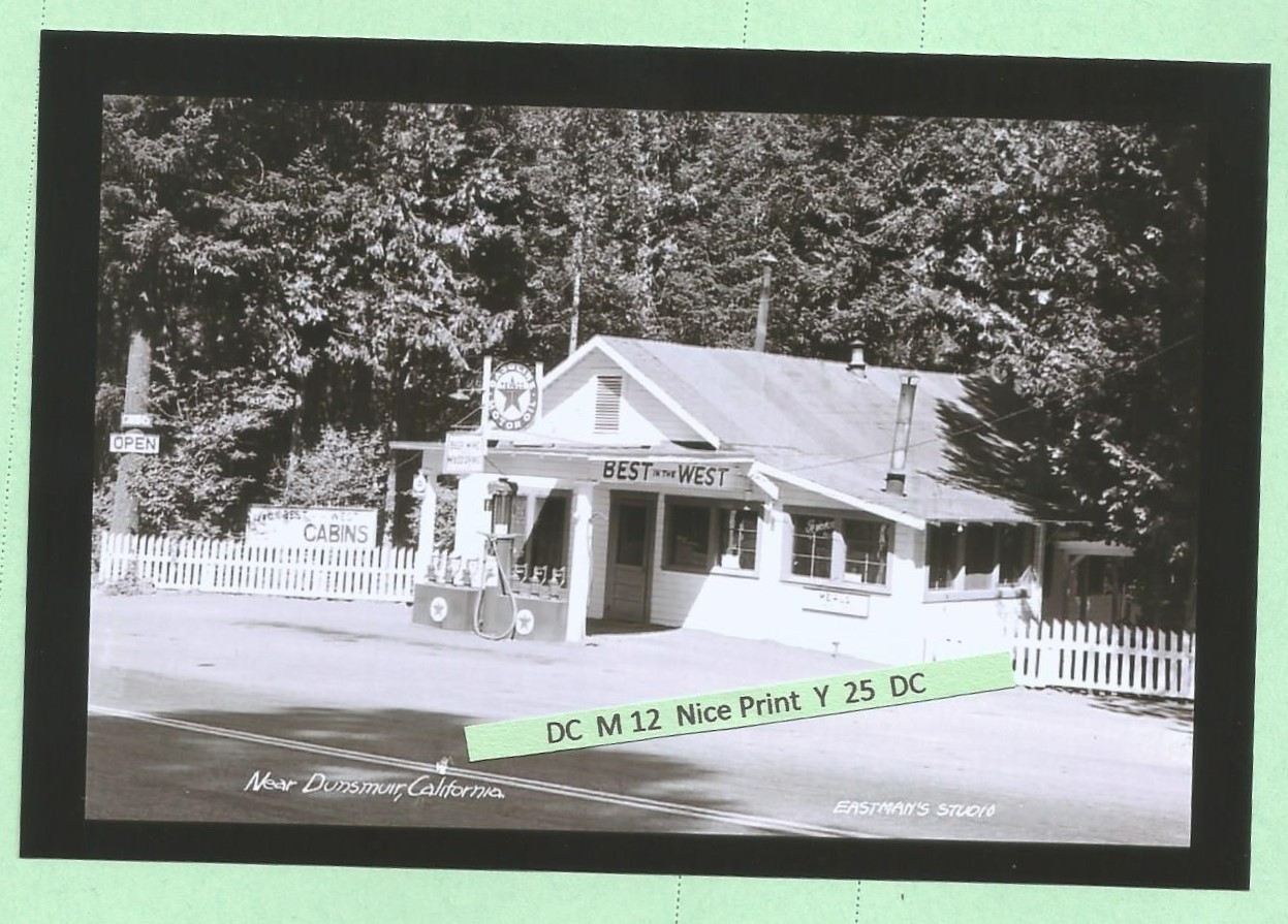Found PHOTO Old 1940's Texaco Oil Chevron Gas Service Station @ Dunsmuir Calif