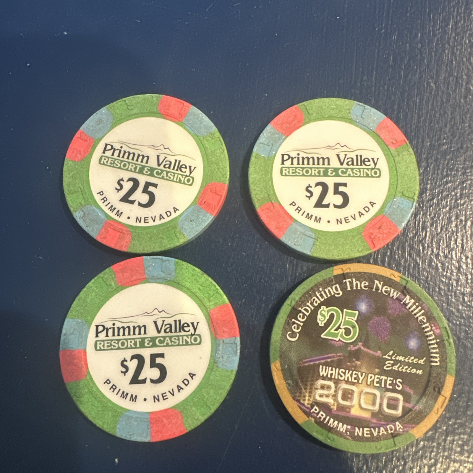 PRIMM VALLEY CASINO PRIMM NEVADA $25 CASINO CHIP 2000 four chips
