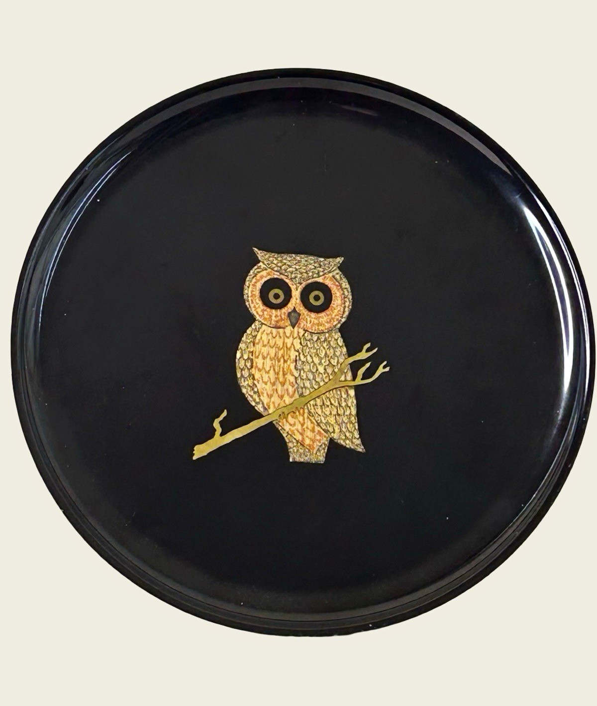 Vintage Mid-Century Couroc Of Monterey Owl Serving Tray 10.5\
