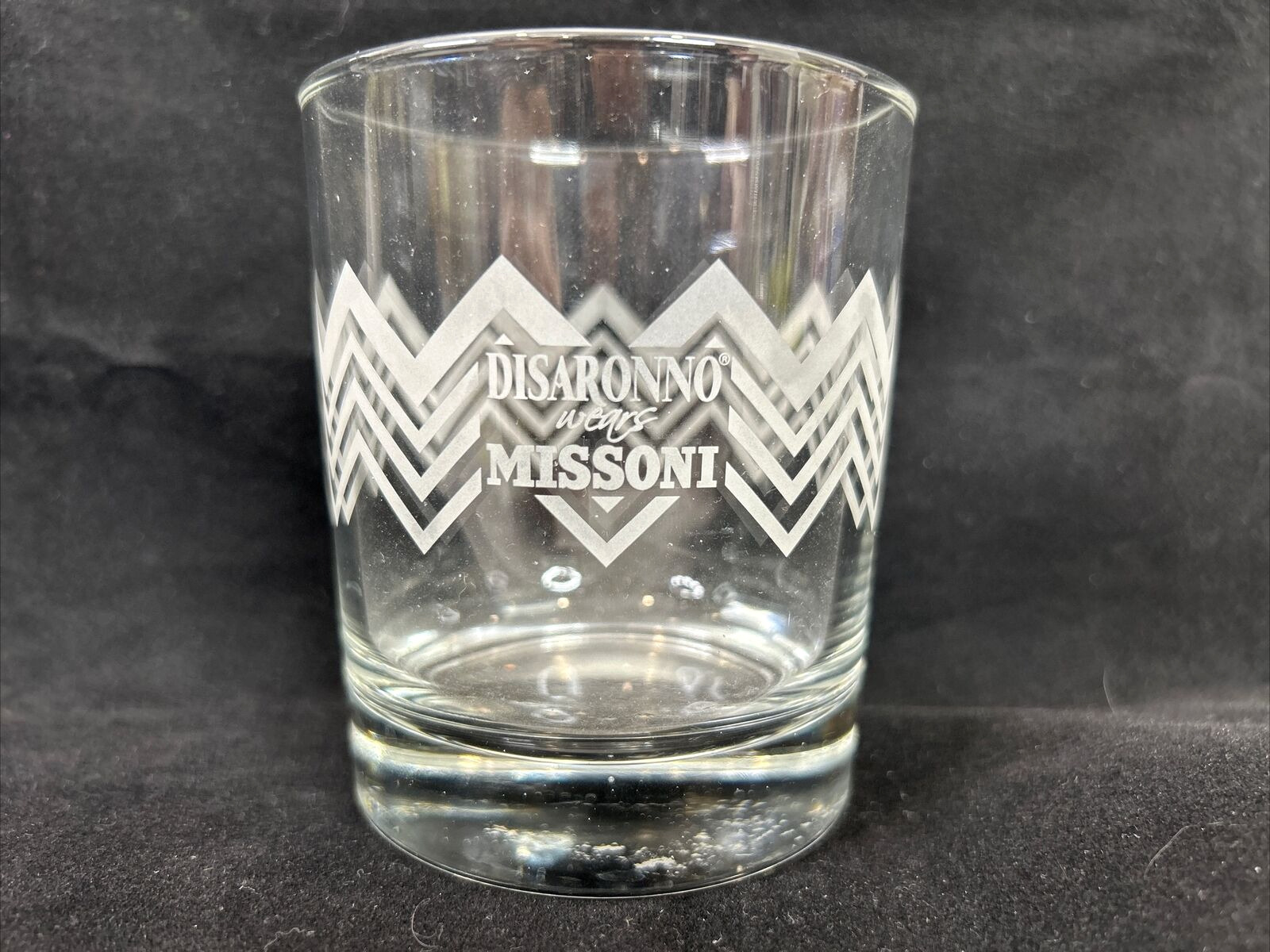 Disaronno Wears Missoni 8 Oz Rocks Glass Low Ball Barware EUC