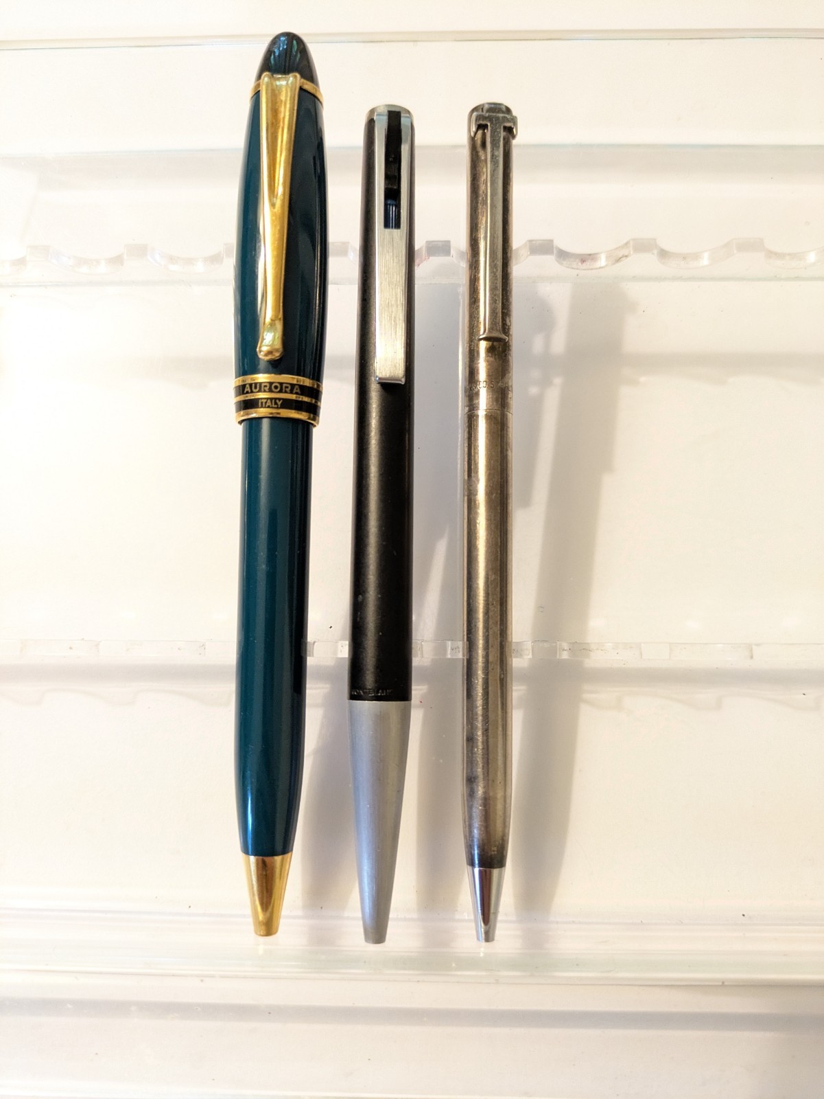 Vtg 3x Premium Gp Ballpoint Pen Lot - Aurora Ipsilon Montblanc Sterling Tiffany 